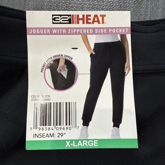32 Degrees Pants - 32 Degrees Heat Womens Jogger with Zippered pockets Black XL NWT